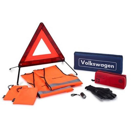 Volkswagen Sicherheitspaket Pannenhilfe mit 2 Warnwesten, Handschuhe und LED Taschenlampe