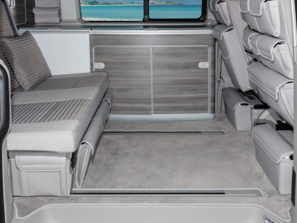 Veloursteppich für Fahrgastraum, VW T6/T5 California Ocean, Coast, Comfortline, 2 Bodenschienen