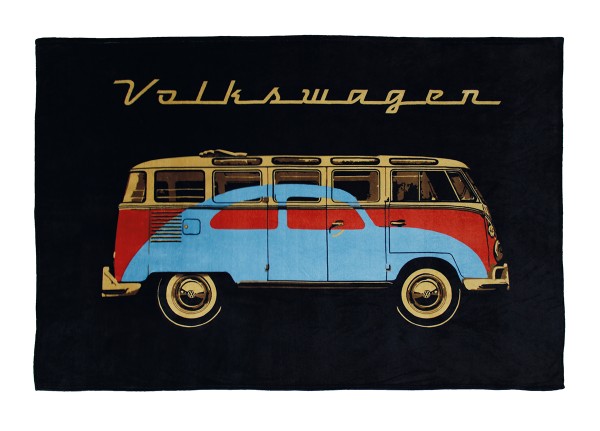 VW T1 Bulli Bus & Käfer Fleecedecke 150x200cm - schwarz | BUFL01 Brisa